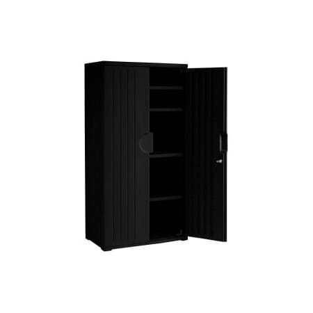 Iceberg Rough n Ready Storage Cabinet, Polyethylene, Black, 72 in L x 36 in W x 22 in H 92571